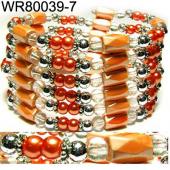 36inch Orange Plastic ,Glass,Magnetic Wrap Bracelet Necklace All in One Set